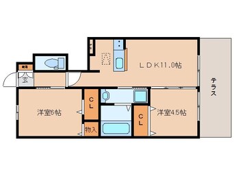 間取図 大和路線・関西本線/木津駅 徒歩10分 1階 築8年