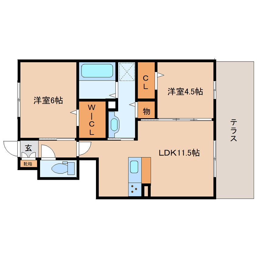 間取図 近鉄橿原線/尼ケ辻駅 徒歩20分 2階 築13年
