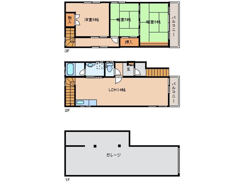 間取図 桜井線<万葉まほろば線>/京終駅 徒歩17分 1-2階 築36年