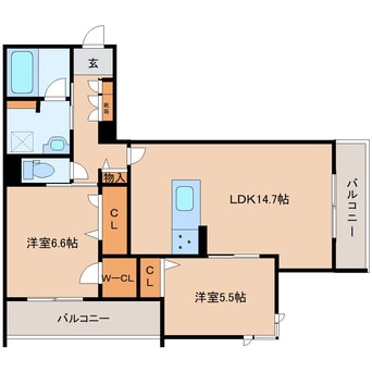 間取図 近鉄難波線・奈良線/新大宮駅 徒歩4分 4階 建築中