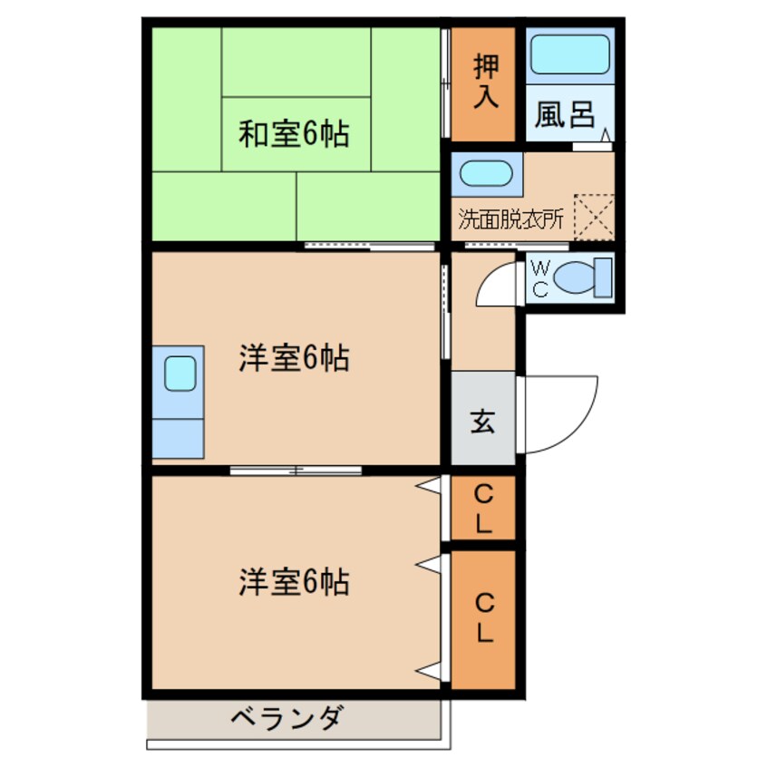 間取図 宮崎交通バス(小林市)/上西町 徒歩18分 2階 築26年