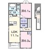 グランチェスタ　クレシア　Ⅰ 2LDKの間取り