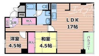 間取図 大阪メトロ御堂筋線/江坂駅 徒歩6分 11階 築44年