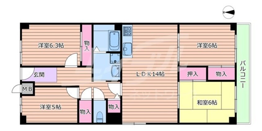 間取図 緑地公園プライムハイツ