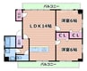 阪急千里線/吹田駅 徒歩2分 3階 築35年 2LDKの間取り