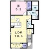 メゾンリバーサイドB 1LDKの間取り