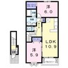 フレスクーラ蟻ヶ崎 II 2LDKの間取り