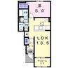 クリングラン 1LDKの間取り