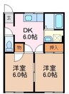 フォーブルＦ2 2DKの間取り