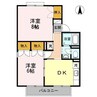 グレイスタウンＤ 2DKの間取り