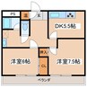 マンションシエスタ 2DKの間取り