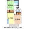 ホワイトベルローズA棟 2DKの間取り
