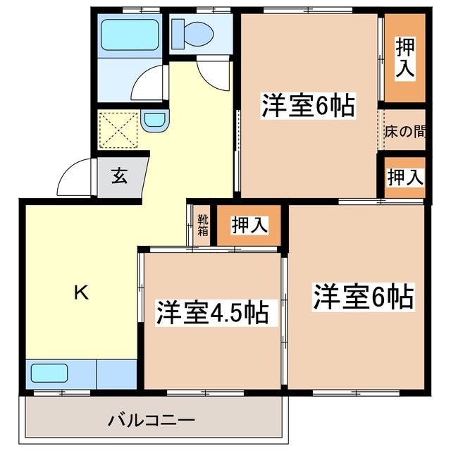 間取り図 フラット三輪B棟