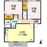 ロイヤル・ウィングＣ棟 2LDKの間取り