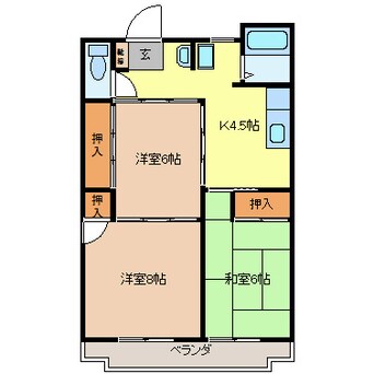 間取図 長野電鉄長野線/朝陽駅 徒歩13分 2階 築36年