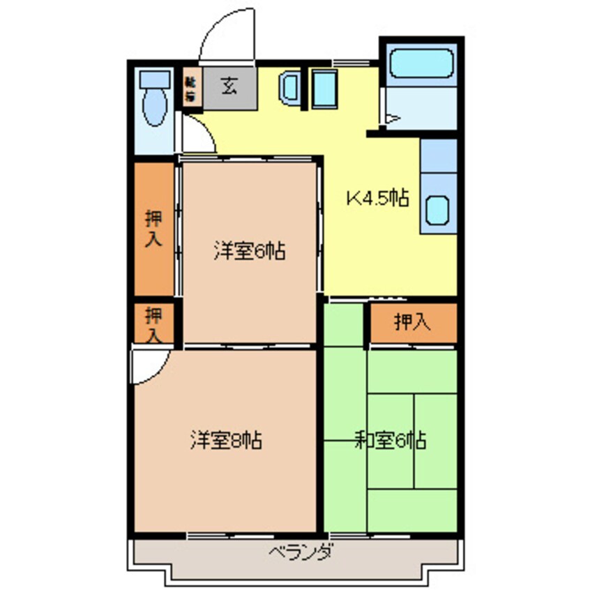 間取図 長野電鉄長野線/朝陽駅 徒歩13分 2階 築36年