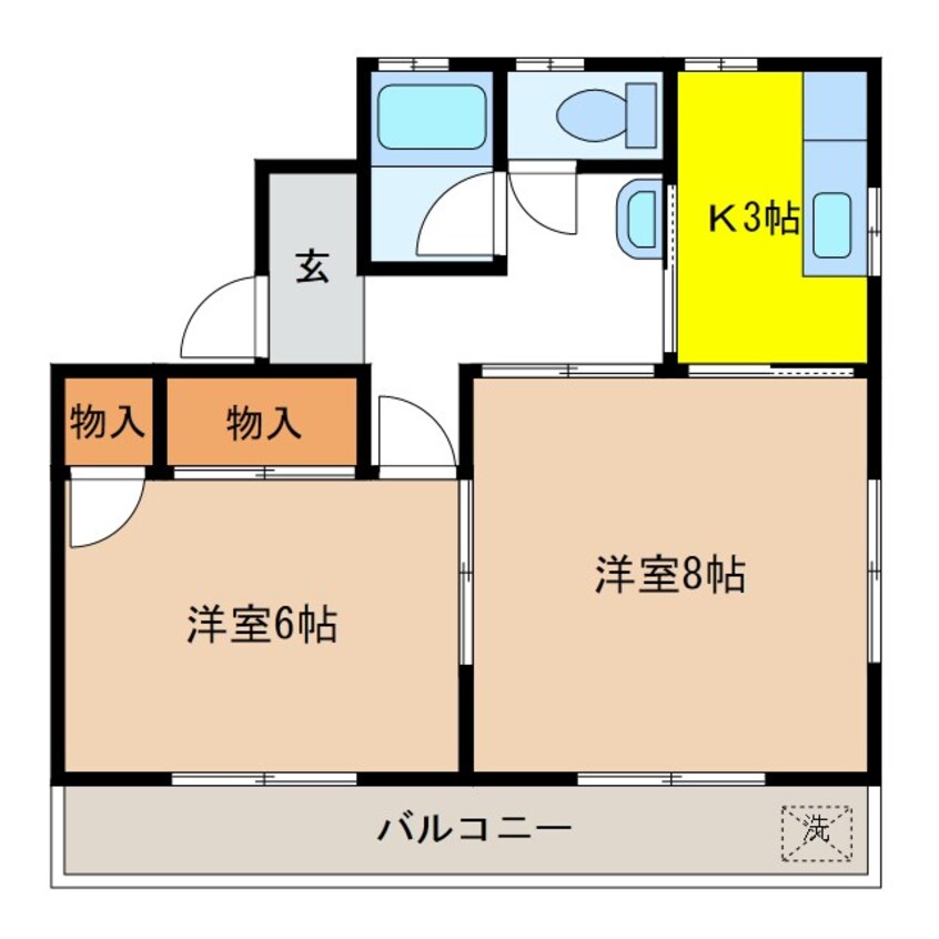 間取図 篠ノ井線/長野駅 バス9分長野・屋島・須坂線　高田寺村下車:停歩4分 2階 築37年