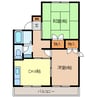 セジュール吉田Ｂ棟 2DKの間取り