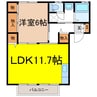 ディアス向日葵Ｂ棟 1LDKの間取り