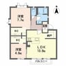 フレグランスしんB 2LDKの間取り