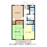 エバーグリーンちの 2DKの間取り