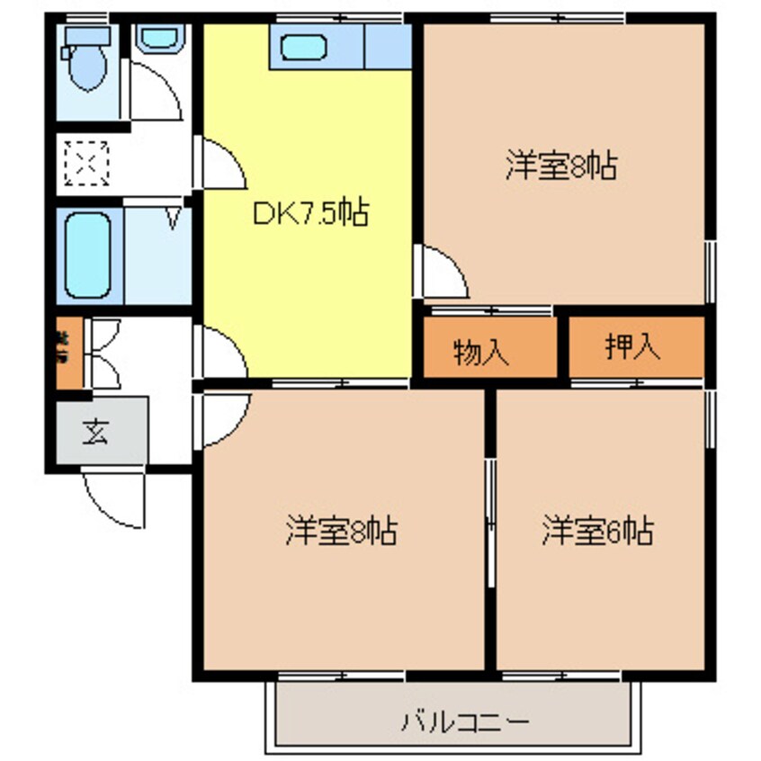 間取図 プラムタウン・かつたＢ