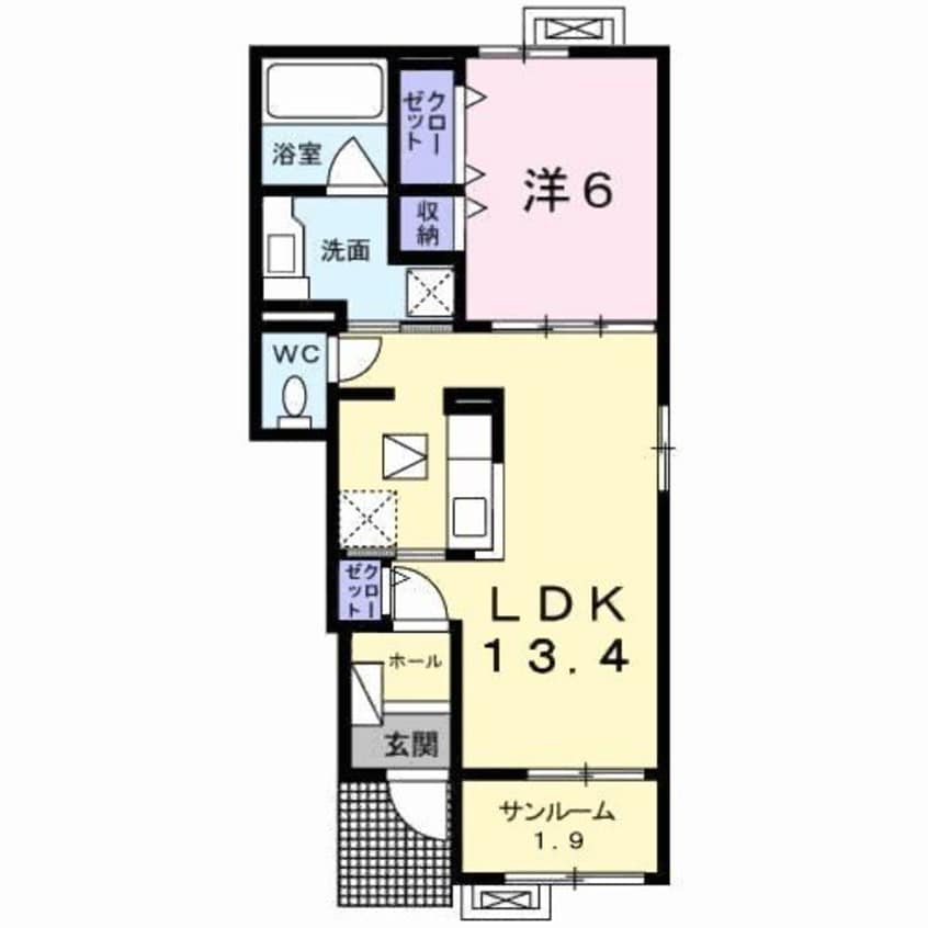 間取図 北屋島線＿104/山陽中学校入口 1階 築5年