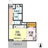 リヴェール中御所C 1DKの間取り