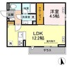 Honey　Suckle 1LDKの間取り