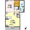 トリシア柳町 1LDKの間取り