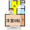 コーポマルミヤA棟 1Kの間取り