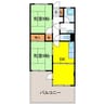 桜坂ハイツ 2DKの間取り