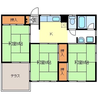 間取図 長野電鉄長野線/本郷駅 徒歩8分 2階 築35年