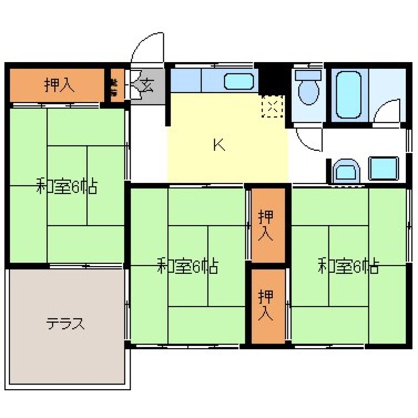間取図 長野電鉄長野線/本郷駅 徒歩8分 2階 築35年