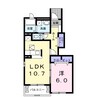 カーサ・セレーノ 1LDKの間取り