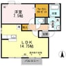 ロイヤルガーデンエリナF 1LDKの間取り