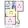 フラワーヒルB 2DKの間取り