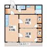 アップルガーデンコーポ　2 2DKの間取り