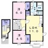フラワーサンヒルズB 2LDKの間取り