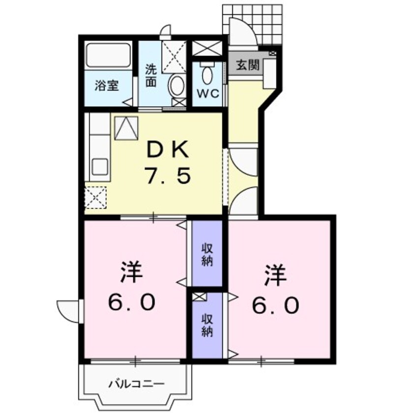 間取図 アンソレイエ　A