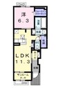 プランドールM 1LDKの間取り