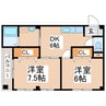 ハイツ中丸子 2DKの間取り