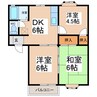 グリーンヒルミサワB棟 3DKの間取り