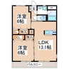 アーバンドエル 2LDKの間取り