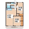 サンライン東部 2LDKの間取り