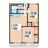 サンライン東部 2LDKの間取り