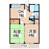 サニーハイツ1号棟 2DKの間取り