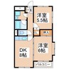 グランベル上田 2DKの間取り