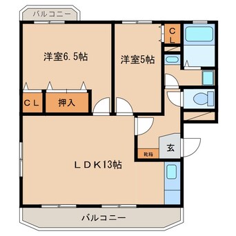 間取図 しなの鉄道しなの鉄道線/上田駅 徒歩79分 2階 築21年