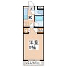 ドミール緑が丘 1Kの間取り